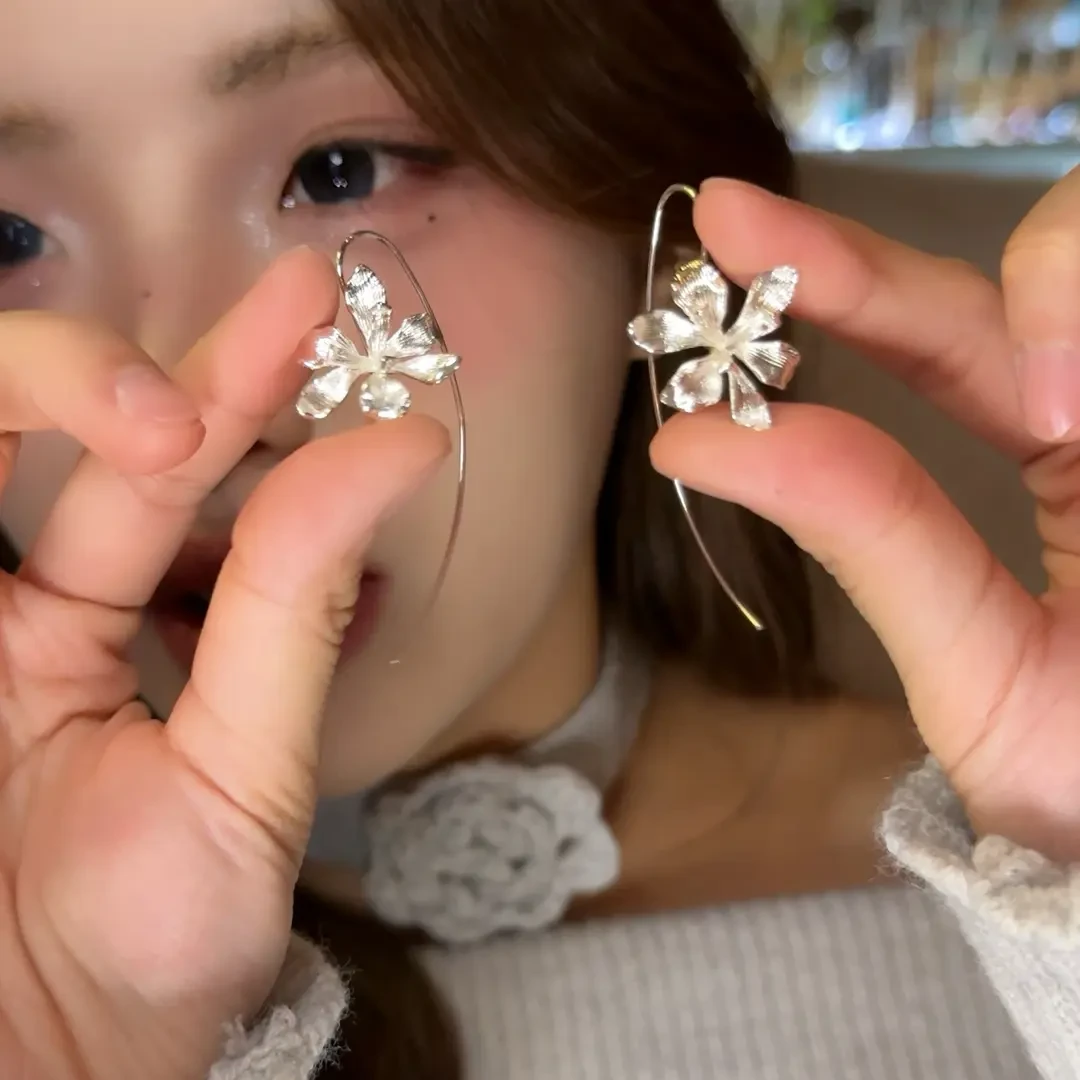 铜合金耳饰 复古宫廷风鸢尾花耳勾女个性时尚气质百搭耳环耳饰