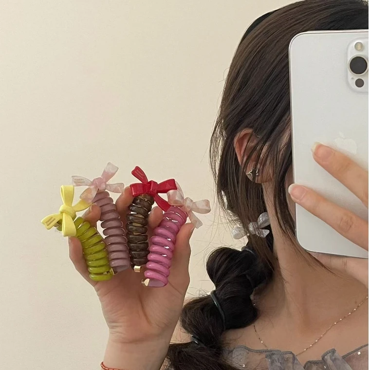 yinniwei/茵妮薇气质优雅蝴蝶结泡泡辫编发神器头绳电话线发圈ins