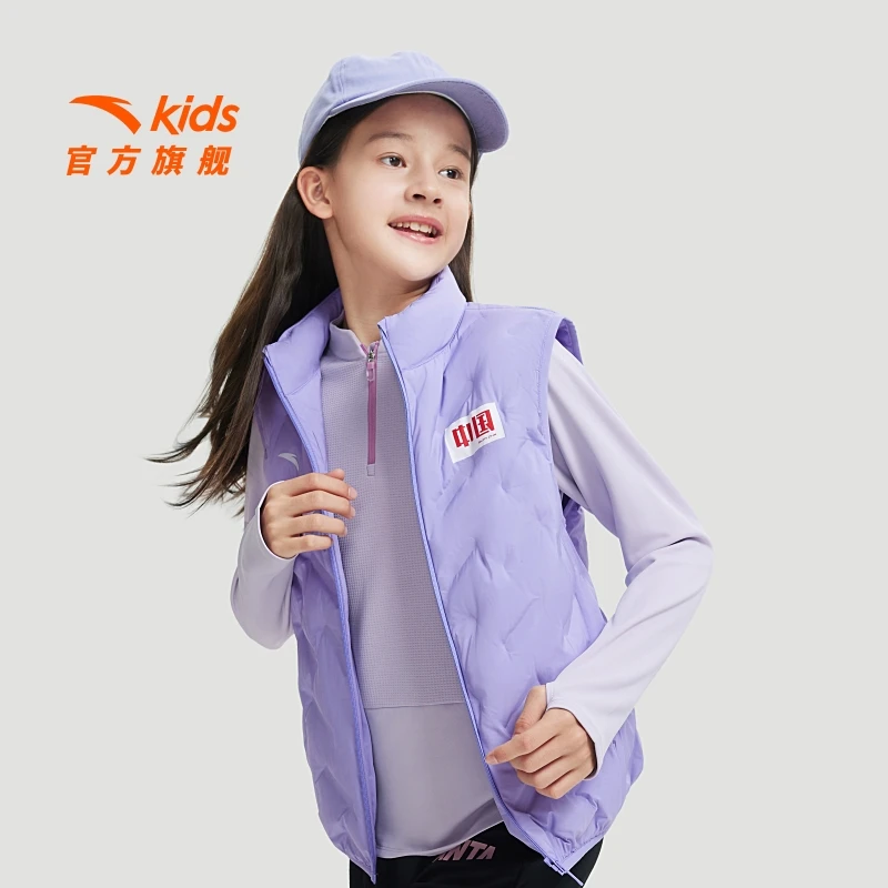 安踏儿童男女童轻薄羽绒马甲2024冬季新款保暖舒适休闲百搭款DZ