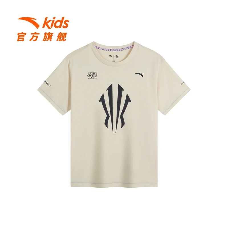 凯里·欧文同款安踏儿童针织短袖衫男大童吸汗速干舒适休闲款P