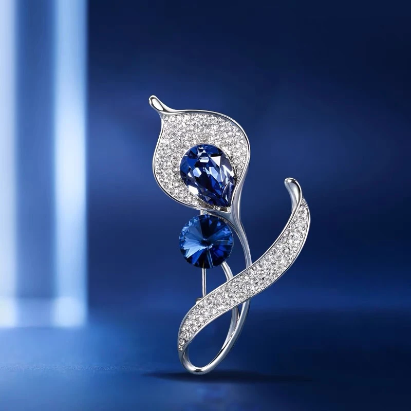 锌合金合成锆石胸针 马蹄莲百搭胸针优雅高档胸花精致时尚饰品40
