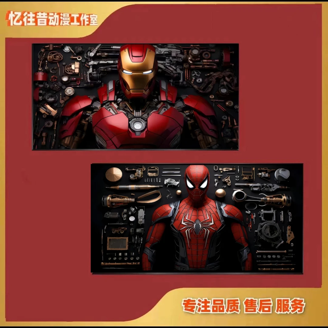 《备用p73漫威双联》钢铁侠蜘蛛侠达客厅卧室背景挂画P 40*80*2