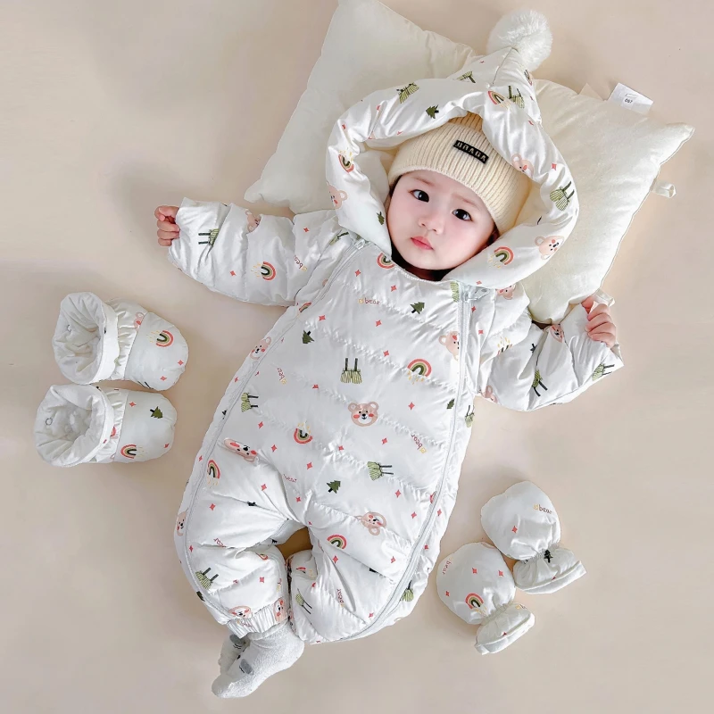 婴儿连体羽绒服冬季加厚保暖抱服新生儿宝宝外出服婴幼儿冬装衣服