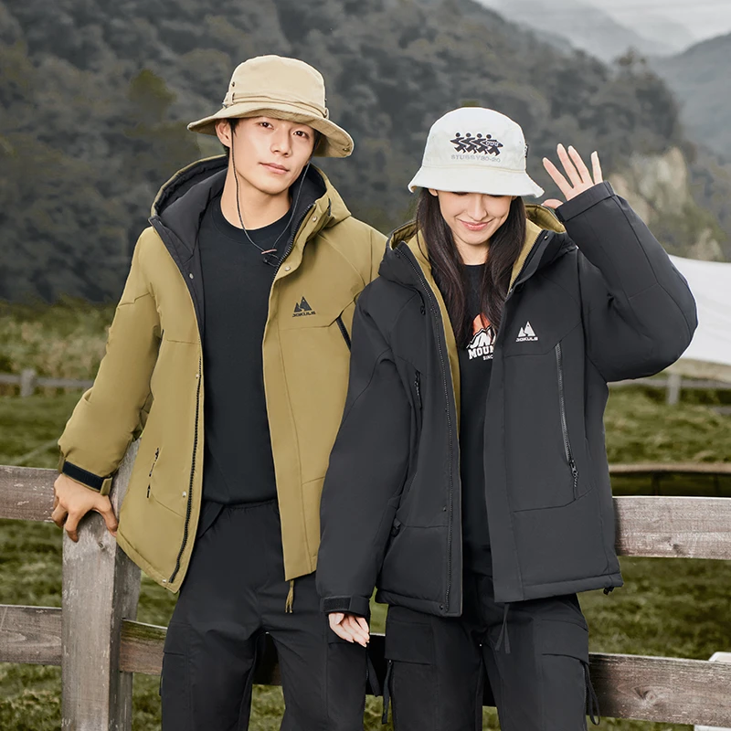 冬季防风时尚户外连帽保暖男女同款鹅绒羽绒服加厚M33745Q