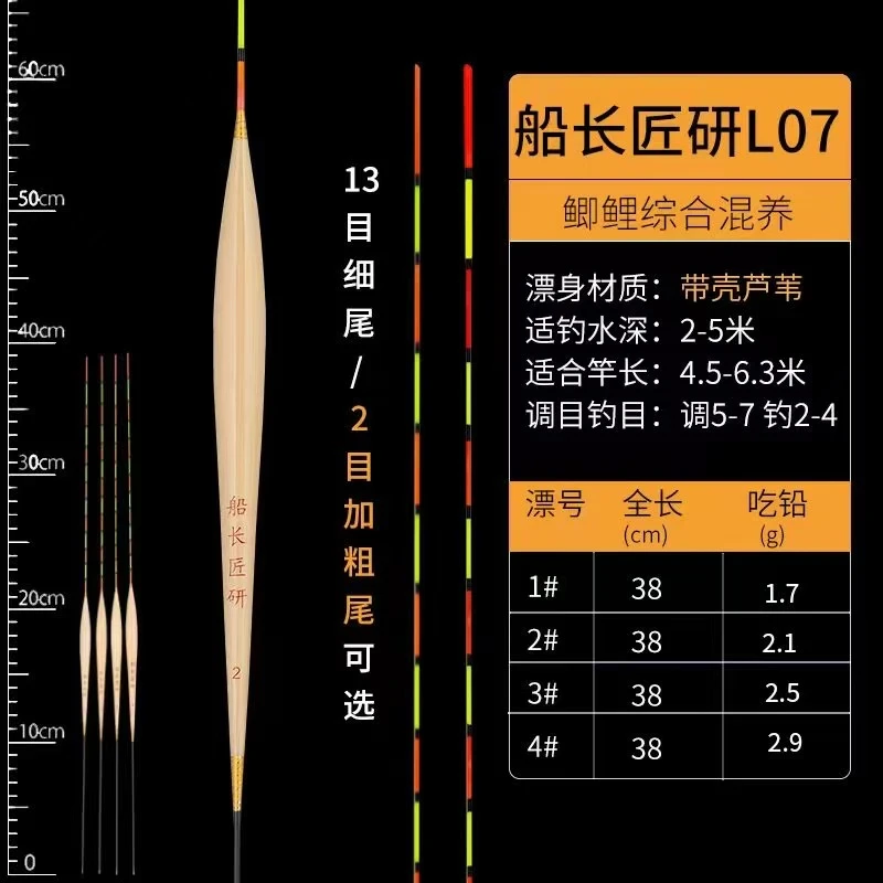 38公分船长匠研L07底钓罗非芦苇浮漂短脚长身漂灵敏高翻身下沉快