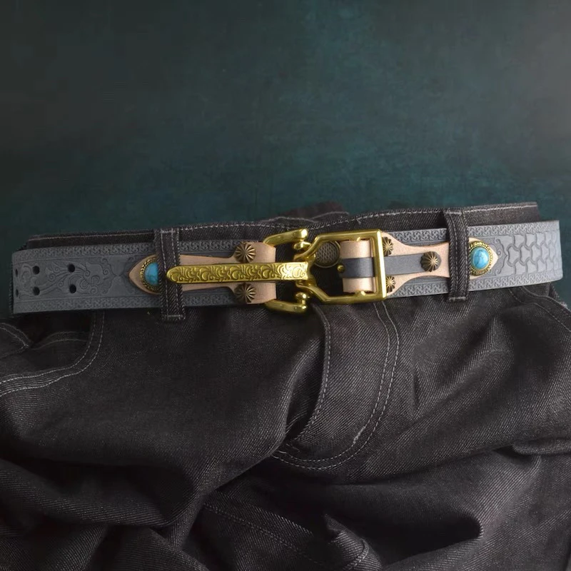 定制马缰骑兵标配手工腰带个性复古头层牛皮真皮腰带