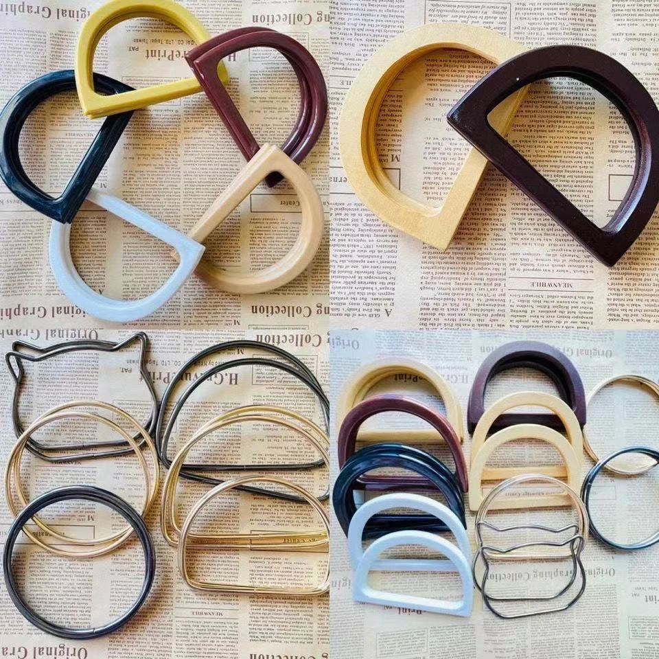 树脂原色手提任选3款包邮diy手工编织配件仿木亚克力手提