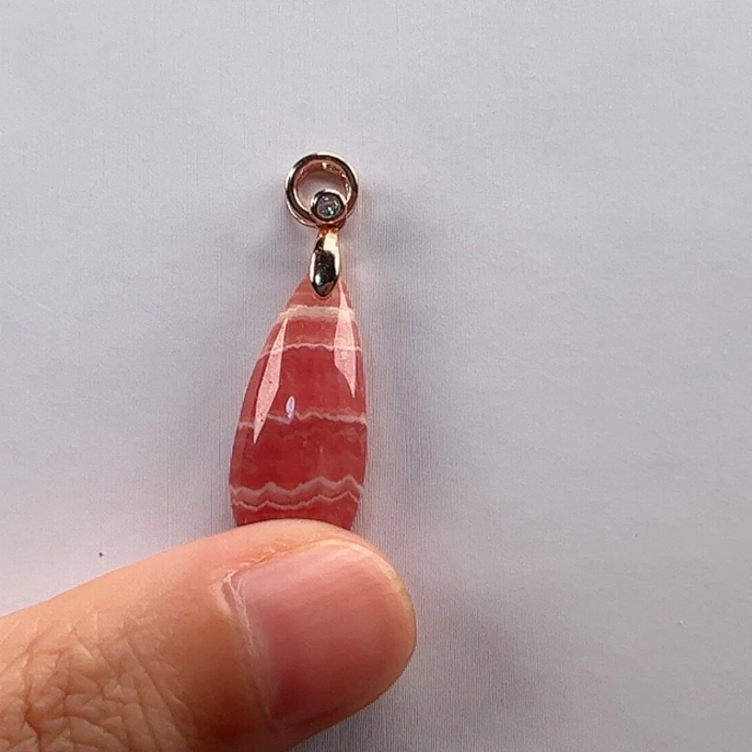 【闪购商品】菱锰矿(红纹石)吊坠(赠链)银S925镶嵌
