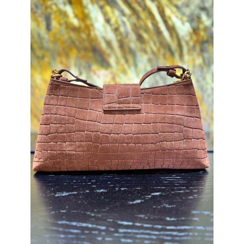 HIRMRIS手工真皮包550710-棕色鳄鱼纹 梯鳄林棕