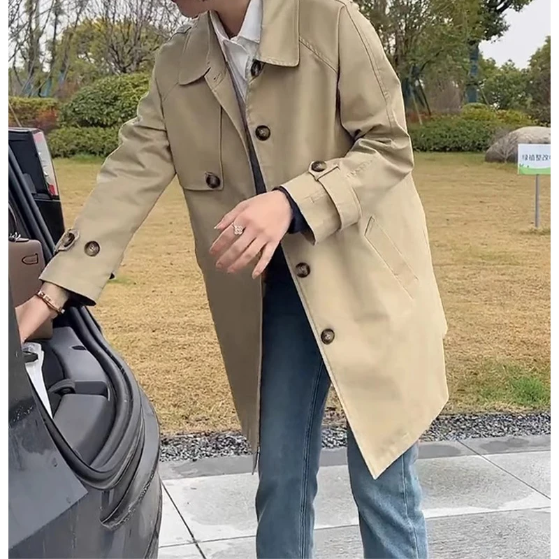 2025年春秋季新款设计感洋气风衣外套女中长款韩版宽松显瘦大衣潮