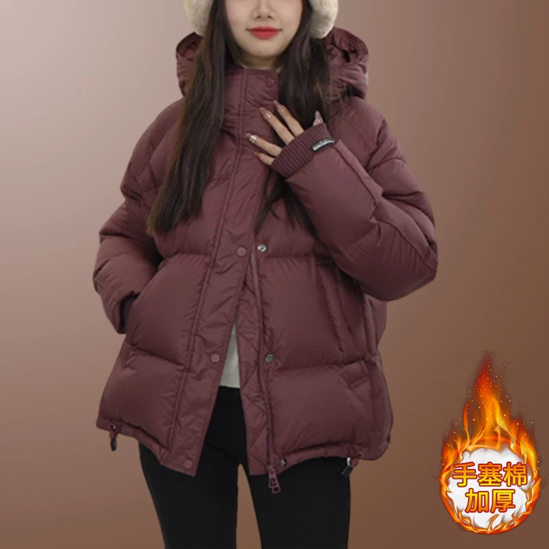 今年流行漂亮咖色棉服连帽外套女高级感超好看美拉德穿搭2025新款