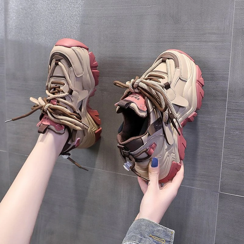 专柜正品女鞋2025秋冬新款韩版厚底网红百搭运动鞋轻便软底老爹鞋