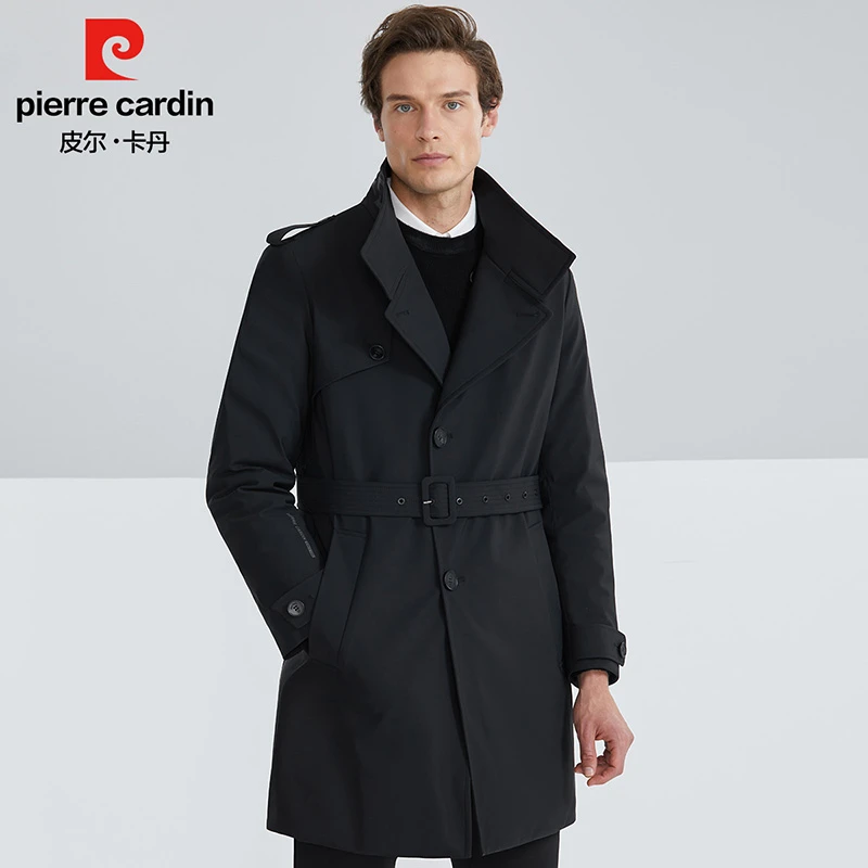 皮尔卡丹风衣羽绒服95%鹅绒防风耐寒男士中长款羽绒服男PXD120112