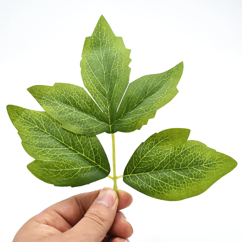 仿真牡丹花叶大叶丝网花diy材料丝袜花三叉叶栀子花手工花叶摆放