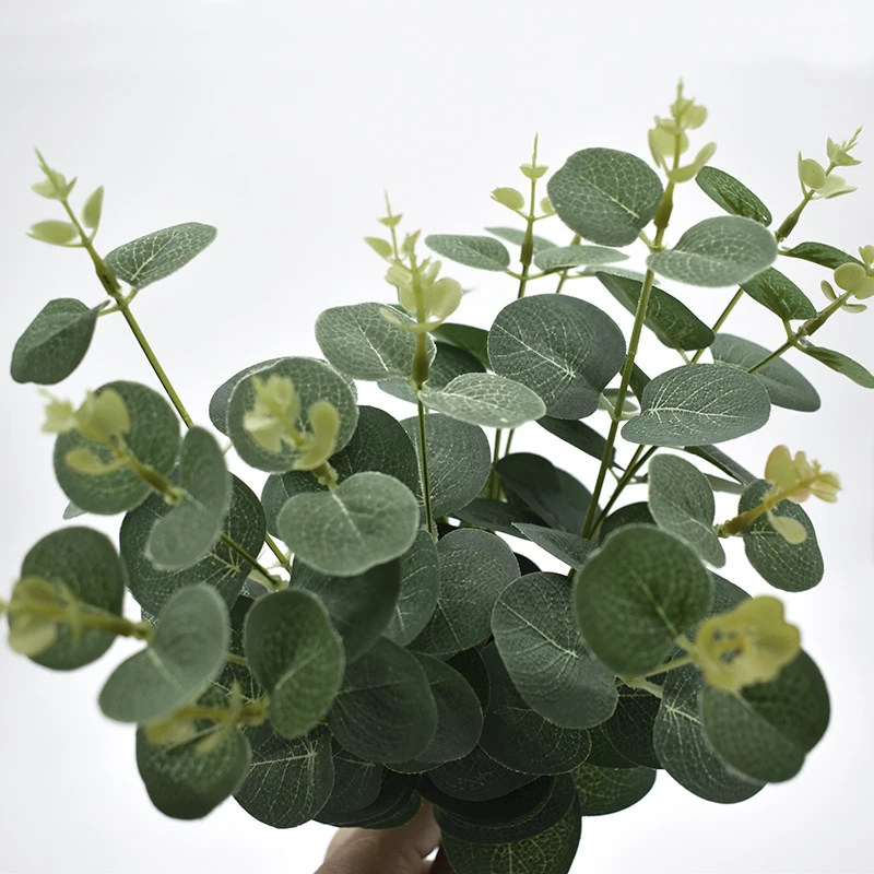 尤加利叶仿真花金钱叶网红花束花艺婚庆单只花瓶插花摆放花店材料