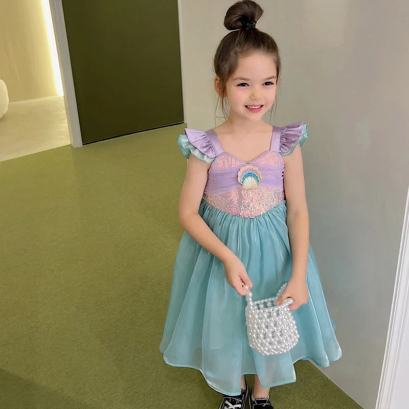 美人鱼公主裙女童2025夏季新款儿童人鱼姬洋气吊带连衣裙3纱裙6岁