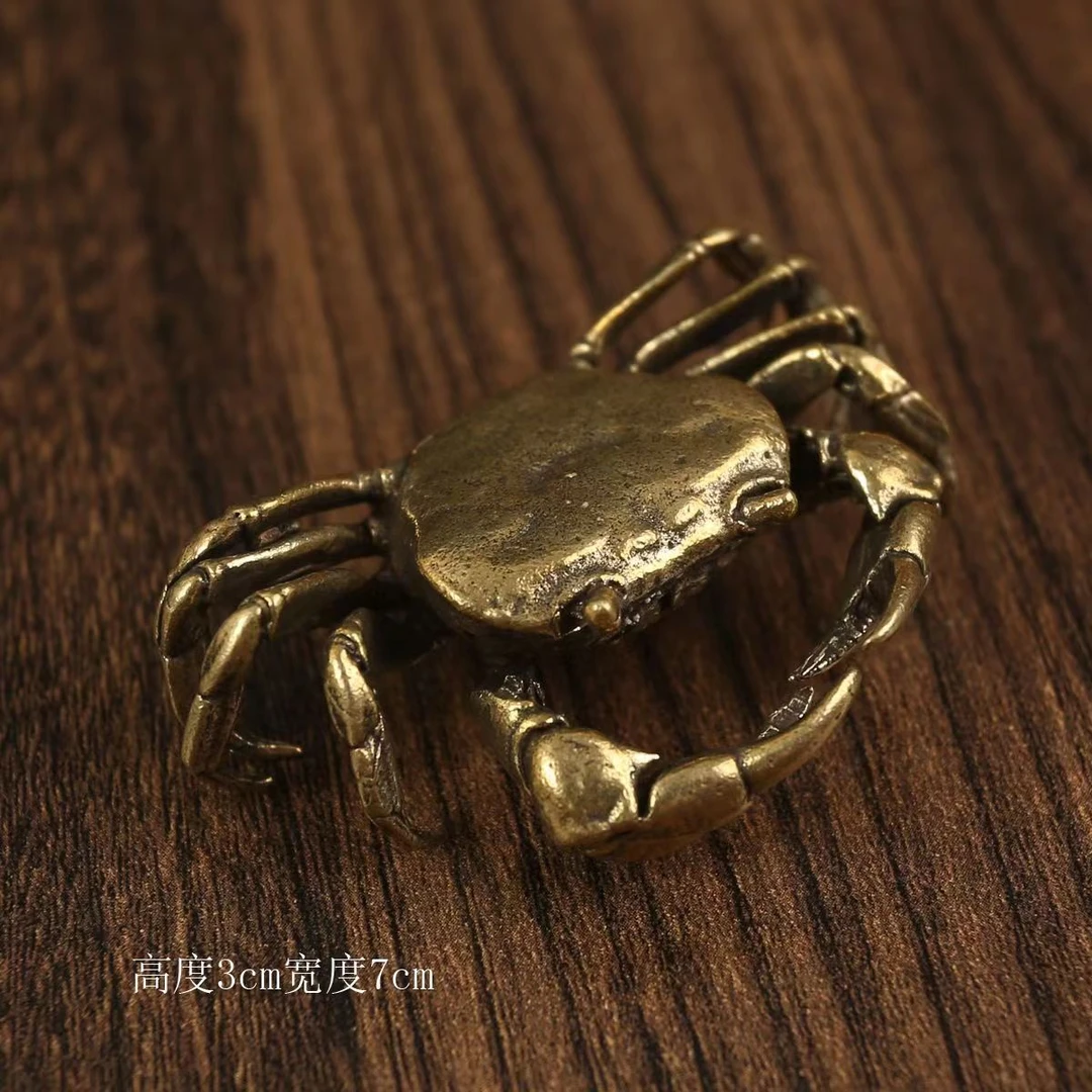 全铜真铜螃蟹桌面摆件招财将军茶宠办公室现货装饰摆件黄铜工艺品