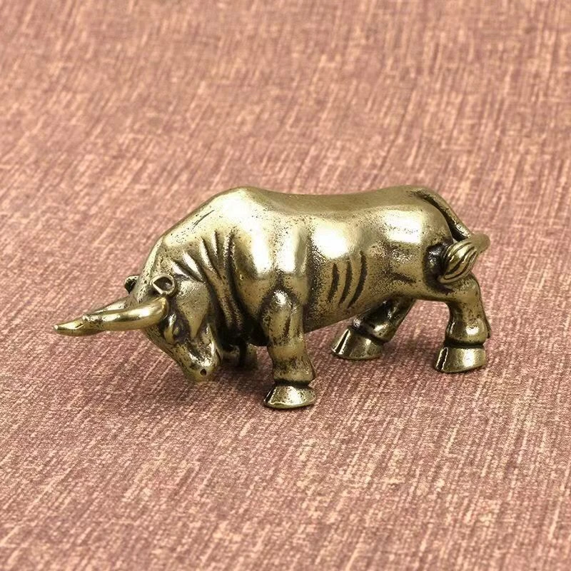 复古西班牙斗牛十二生肖实心纯黄铜摆件桌面装饰牛年吉祥纯铜摆件