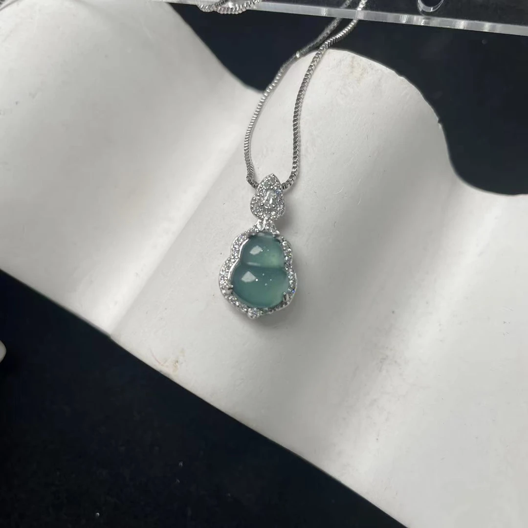 【略懂珠宝】冰种翡翠蓝水葫芦s925吊坠 KT24082804