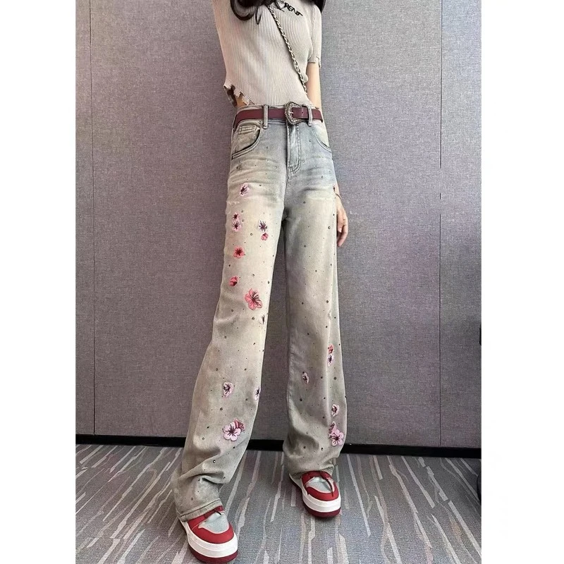 2023新款时尚潮牌轻奢重工刺绣显瘦百搭牛仔裤