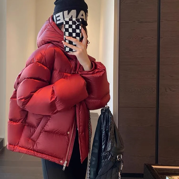 2414【线上同款699福利放送】蓬松保暖百搭御寒羽绒连帽小面包