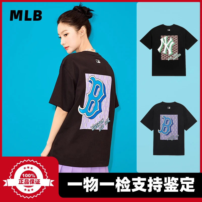 MLB短袖老花NY立体大标印花圆领夏季百搭男女款韩版T恤TSM30