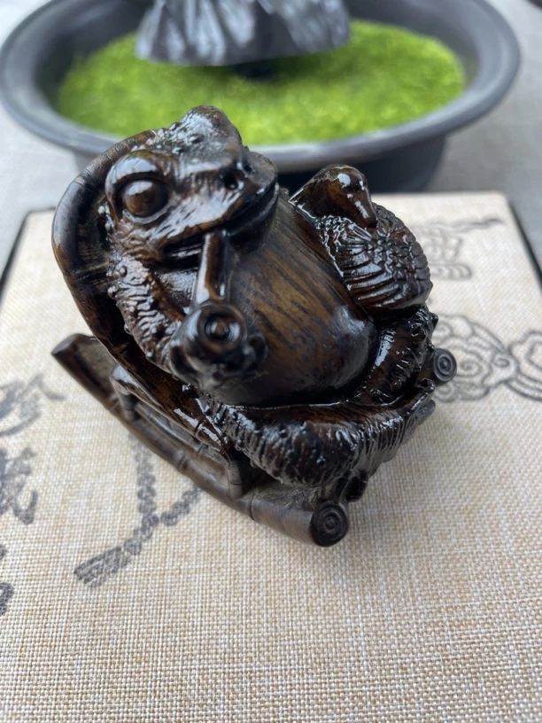 达拉干 癞蛤蟆吃天鹅肉抱得美人归木雕雕刻精品文玩把玩件