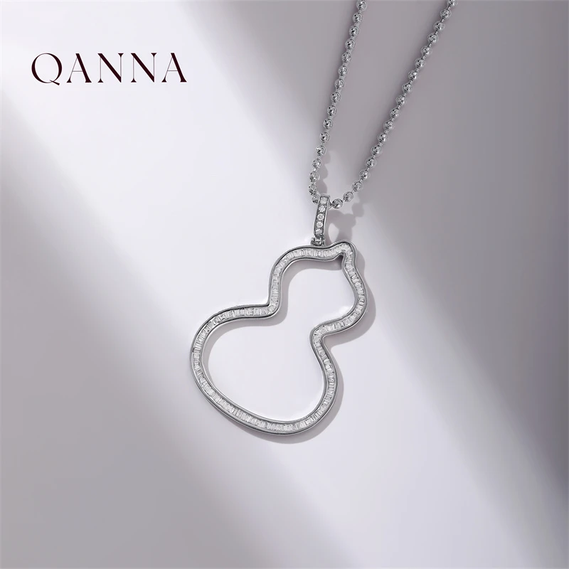 QANNA【75分 方钻葫芦】18K金轻奢镶钻简约钻石吊坠（不含链)AF