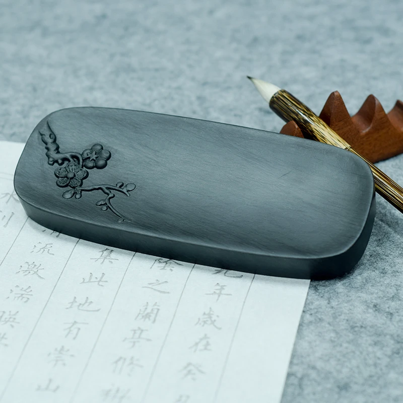 淌池砚台天然原石玉山罗纹歙砚梅兰竹菊初学者抄经文房四宝可加工