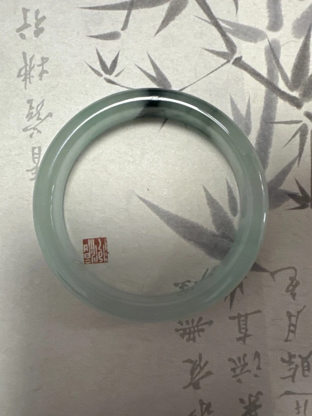 T1031 飘花缅甸翡翠手镯