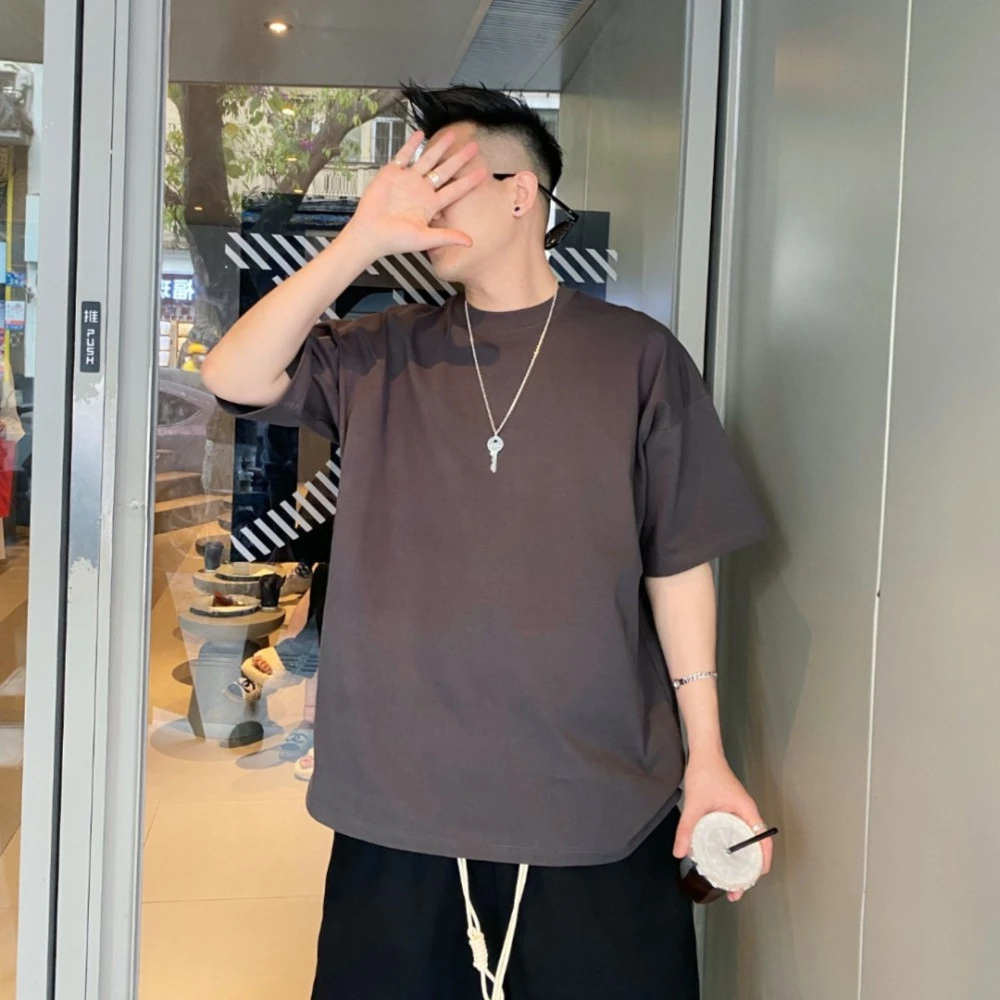 SQQZ PROJECT380克重磅短袖T恤18色韩版百搭宽松纯色圆领半袖男士