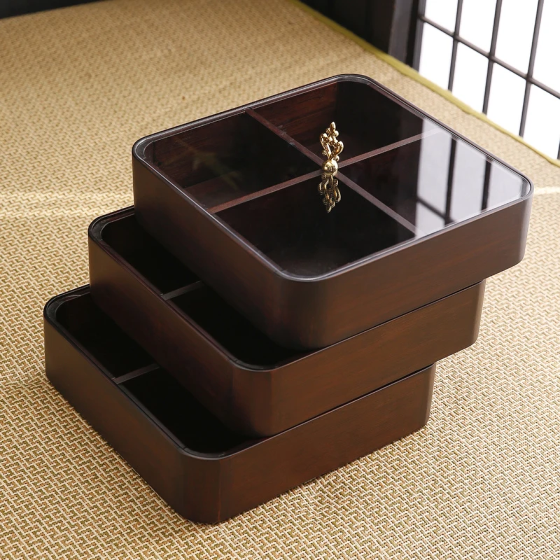 竹制干果盘客厅茶几家用分格零食摆放盘茶点小吃坚果瓜子收纳盒