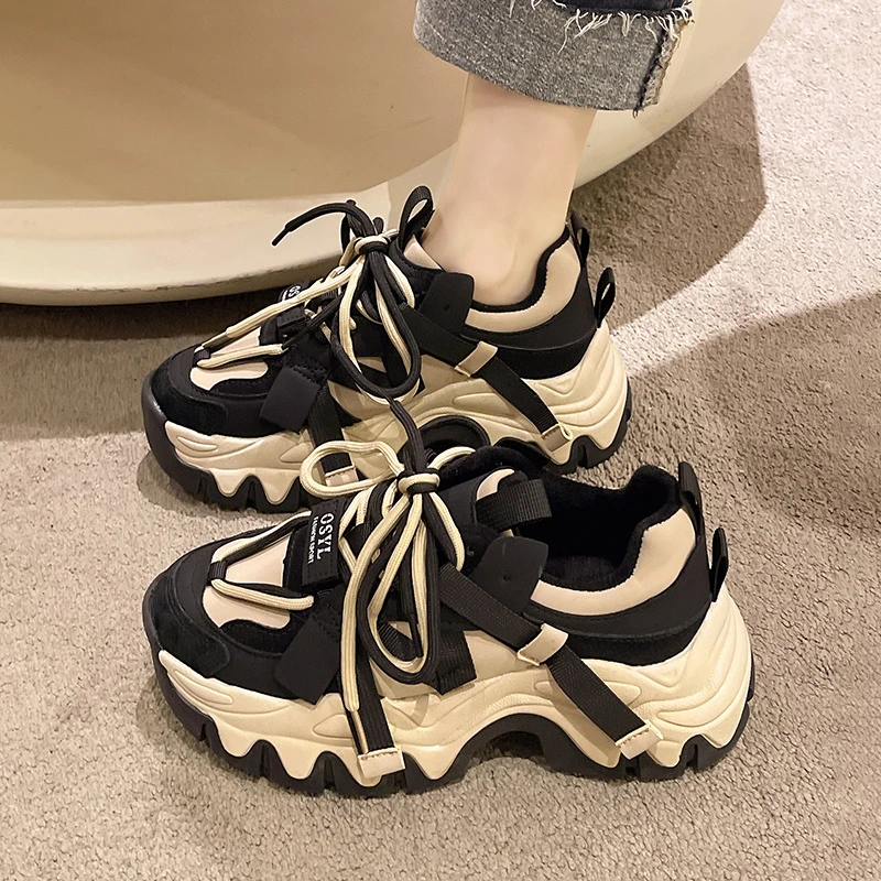 春季女鞋厚底老爹鞋女2024新款春秋季网红爆款百搭学生休闲运动鞋