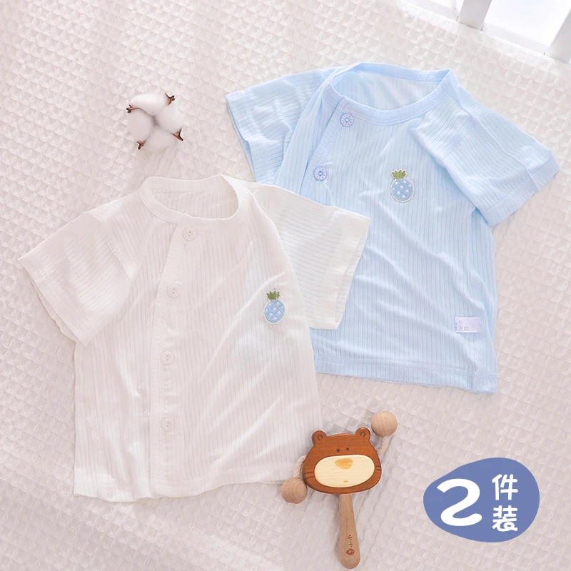 新生婴儿夏季短袖薄款莫代尔男女宝宝半袖0-3-9-12无骨透气轻薄