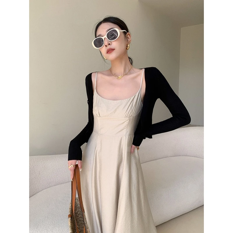 JWUNIQUE黑色长袖防晒针织开衫女夏季2024新款外搭披肩短款空调衫