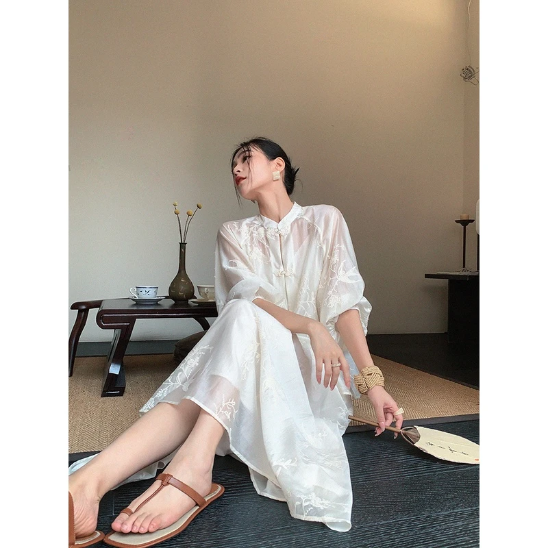 JWUNIQUE白色新中式国风两件套装女早春提花上衣高腰半身裙短裤子