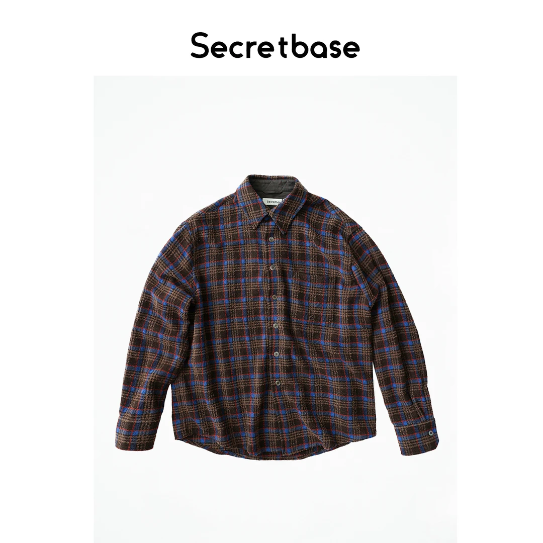 Secretbase 立体毛圈绵羊毛格子衬衫 独家高定面料宽松休闲外套