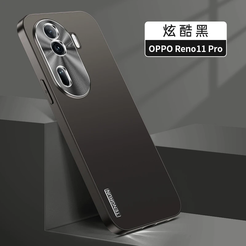 OPPOReno11Pro手机壳新款金属镜头全包reno11保护套磨砂超薄时尚P