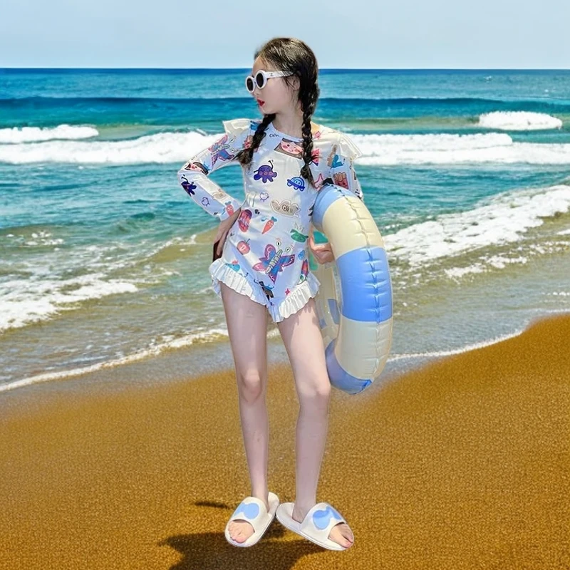 女童泳衣夏装2025新款儿童女孩款夏季游泳衣女大童连体泳装10岁12