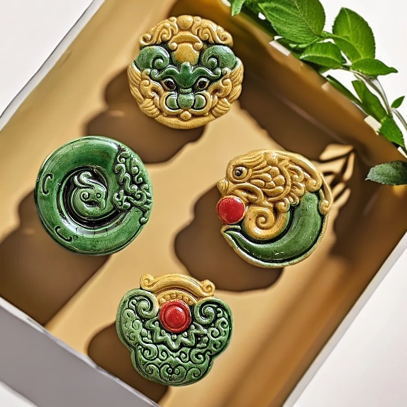 凤凰吕氏琉璃文创冰箱贴国风款（一套4个）（附赠一个小醒狮）