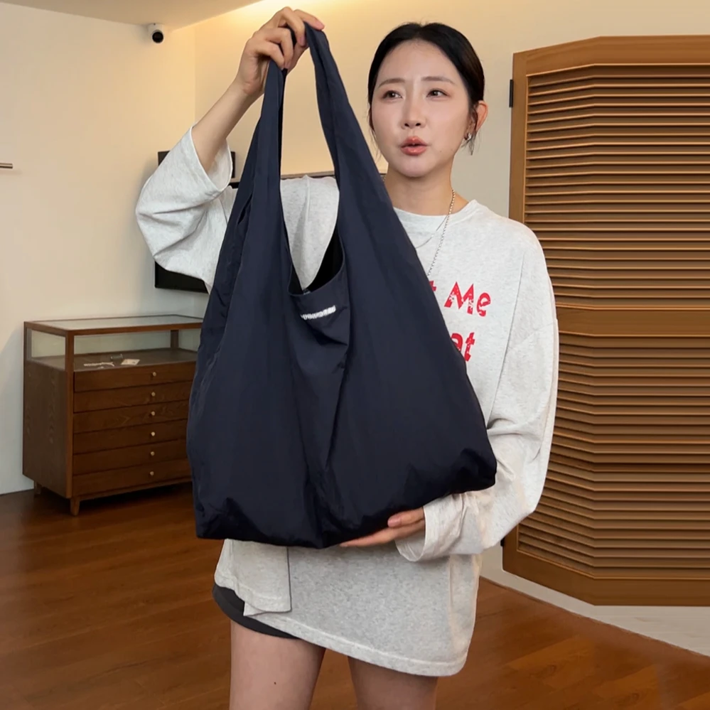 字母休闲手提包大购物包2024年简约韩系风单肩包ins百搭帆布女包