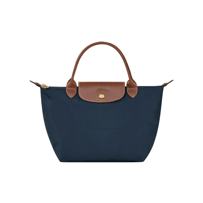 【双12好物】LONGCHAMP/珑骧女士海军蓝色帆布金色五金小号手提包