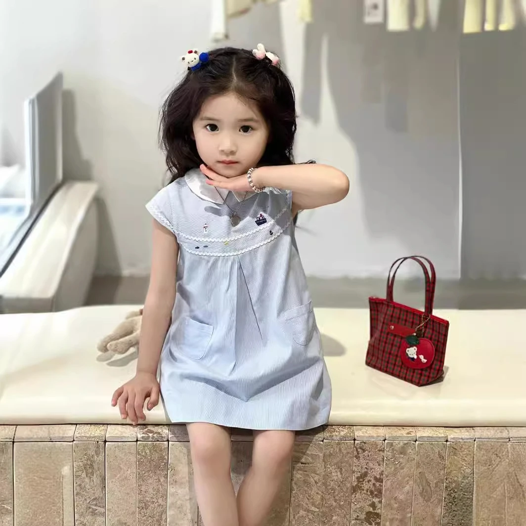 女童连衣裙夏季新款公主裙女宝裙子甜美清新女孩夏日纯色裙