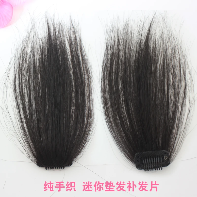 真发片手织垫高垫发根增发片隐形头顶蓬松头型假发片蓬蓬贴假发片