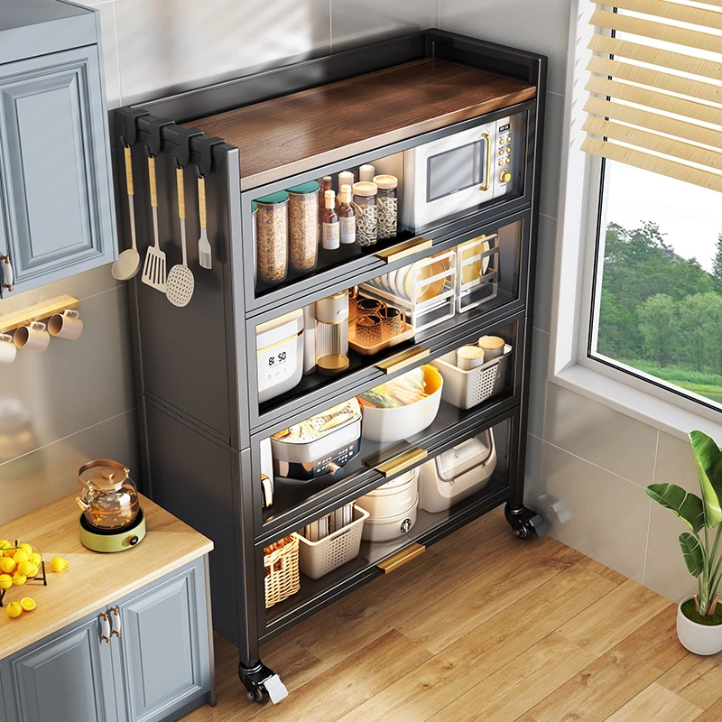 厨房置物架落地橱柜多层收纳柜家用储物柜多功能置物柜带门餐边柜