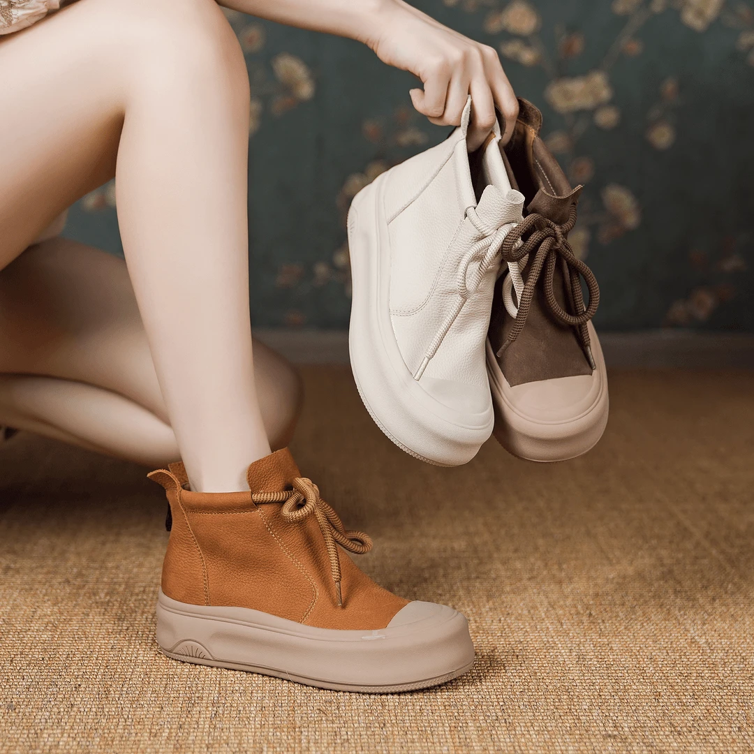 【X】高帮百搭复古鞋女款2024秋季软底新款网红休闲鞋板鞋 13658