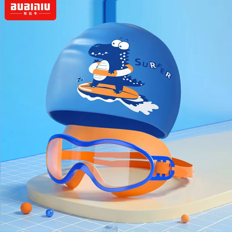 儿童泳帽男女童防水护耳不勒头硅胶泳帽婴儿卡通高弹泳帽游泳装备