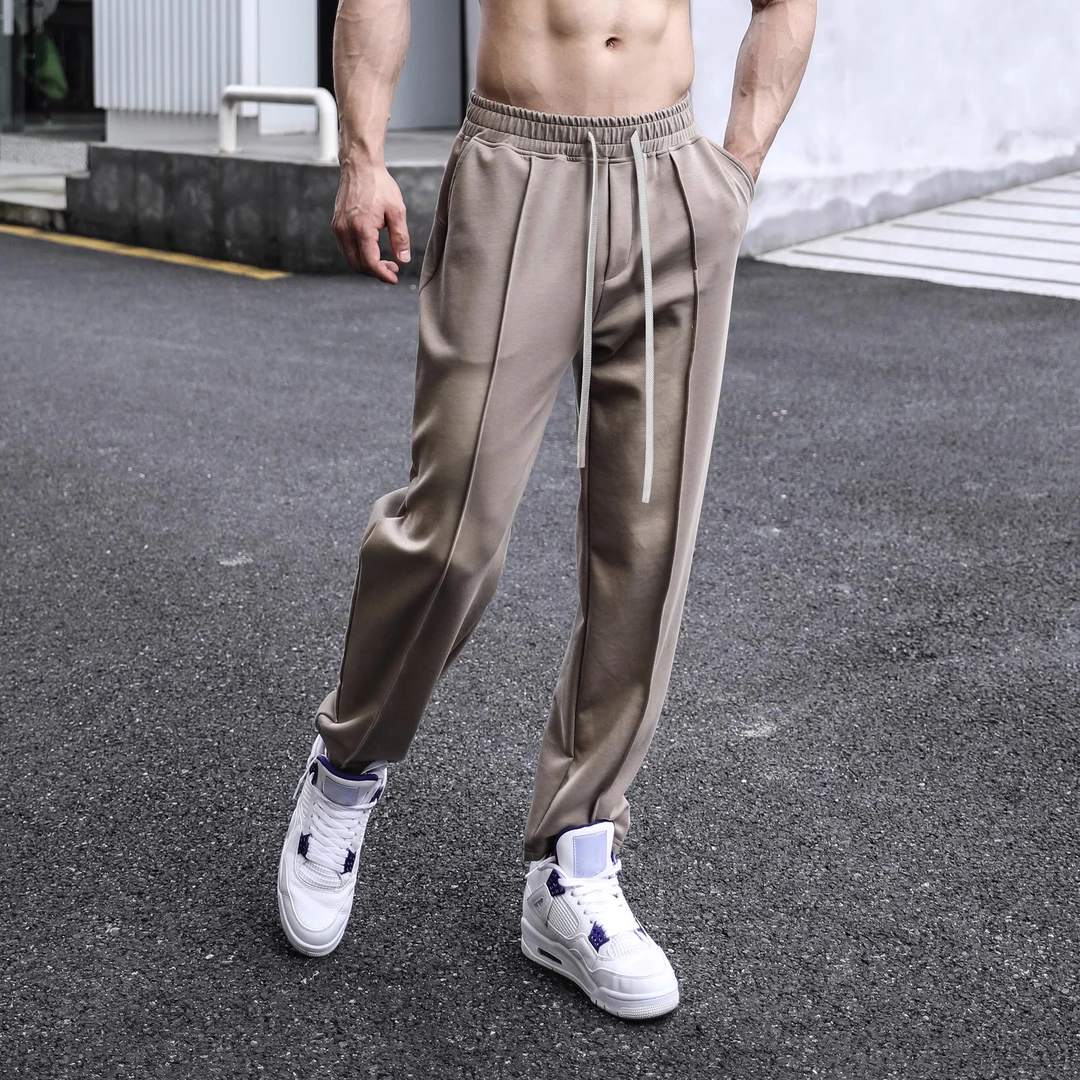 美式运动长裤男夏秋季潮牌休闲跑步健身训练大码宽松透气直筒裤子