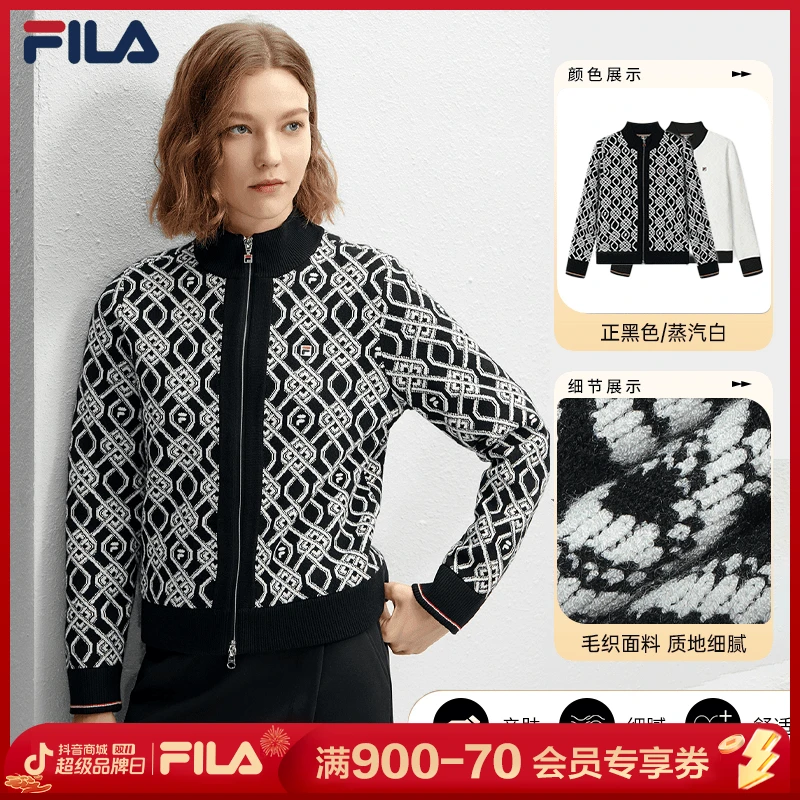 Fila/斐乐雅丹风【摩登时尚优雅】女款针织拉链开衫外套F11W411407F