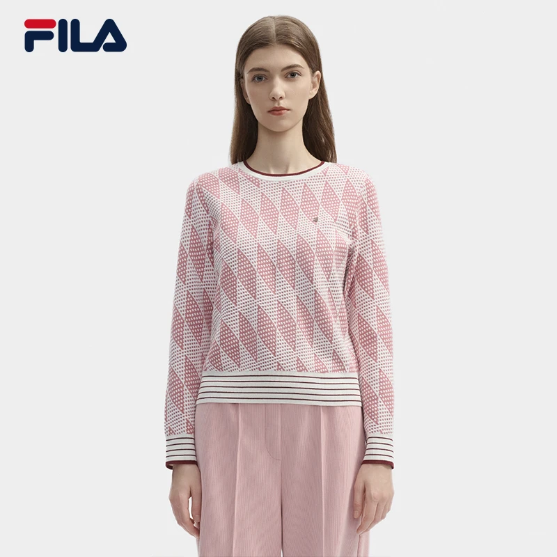 Fila/斐乐女款户外运动编制衫时尚百搭舒适圆领休闲F11W443404F
